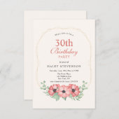 Invitation Rustique Elégant Blush rose floral 30e anniversair (Devant / Derrière)