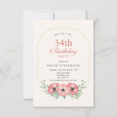 Invitation Rustique Elegant Blush rose Floral 34e anniversair (Devant)