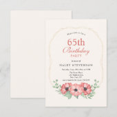 Invitation Rustique Elegant Blush rose Floral 65e anniversair (Devant / Derrière)