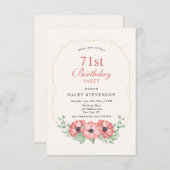 Invitation Rustique Elegant Blush Rose Floral 71e anniversair (Devant / Derrière)