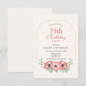 Invitation Rustique Elegant Blush Rose Floral 75e anniversair (Devant / Derrière)