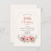 Invitation Rustique Elegant Blush Rose Floral 84e anniversair (Devant / Derrière)