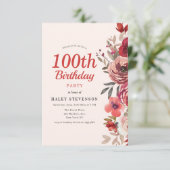 Invitation Rustique Elegant Boho Chic Floral 100e anniversair (Debout devant)