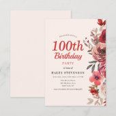 Invitation Rustique Elegant Boho Chic Floral 100e anniversair (Devant / Derrière)