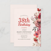 Invitation Rustique Elegant Boho Chic Floral 38e anniversaire (Devant / Derrière)