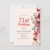 Invitation Rustique Elegant Boho Chic Floral 71e anniversaire (Devant)