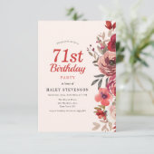 Invitation Rustique Elegant Boho Chic Floral 71e anniversaire (Debout devant)