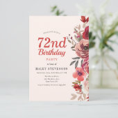 Invitation Rustique Elegant Boho Chic Floral 72e anniversaire (Debout devant)