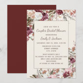 Invitation Rustique Élégant Bourgogne Blush Rose Floral Brida (Devant / Derrière)