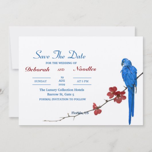 Invitation rustique Elégant et unique oiseau enregistrer la d (Devant)