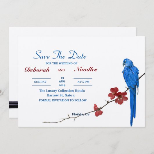 Invitation rustique Elégant et unique oiseau enregistrer la d (Devant / Derrière)