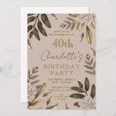 Invitation Rustique élégant Floral 40e anniversaire Invitatio (Devant / Derrière)