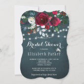 Invitation Rustique élégant hiver fleurie chic douche nuptial (Devant)