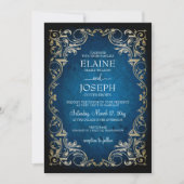 Invitation Rustique Elegant Marine et Mariage d'or (Devant)