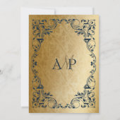 Invitation Rustique Elegant Marine et Mariage d'or (Dos)