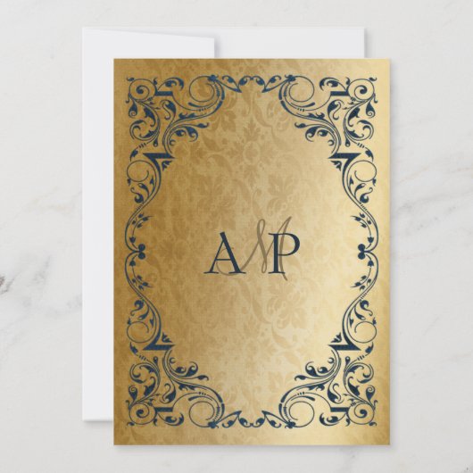 Invitation Rustique Elegant Marine et Mariage d'or (Dos)
