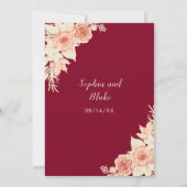 Invitation Rustique Elegant Roses Orange Automne Burgundy Mar (Dos)