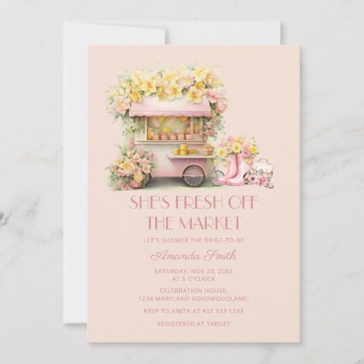 Invitation Rustique Elle est fraîche du marché Enterrement de (Devant)