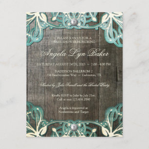 Invitation rustique en bois de baby shower de