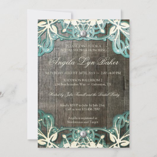 Invitation rustique en bois de Fête de la mariée (Devant)