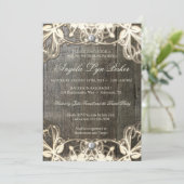 Invitation rustique en bois de Fête de la mariée (Debout devant)