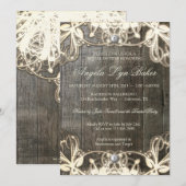 Invitation rustique en bois de Fête de la mariée (Devant / Derrière)