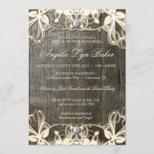 Invitation rustique en bois de Fête de la mariée