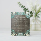 Invitation rustique en bois de Fête de la mariée (Debout devant)