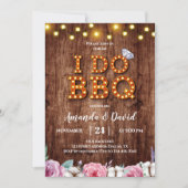 Invitation Rustique en Bois Floral en Coton pour I (Devant)