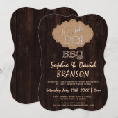 Invitation Rustique en toile de jute et bois Nous (Devant / Derrière)