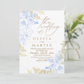 Invitation Rustique et élégant Florals Rose Mariage or (Debout devant)