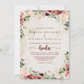 Invitation Rustique été Floral Calligraphie espagnol Mariage (Devant)