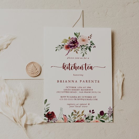 Invitation Rustique été Floral Cuisine Fête des mariées de th
