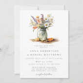 Invitation Rustique été Floral Mason Jar Mariage (Devant)