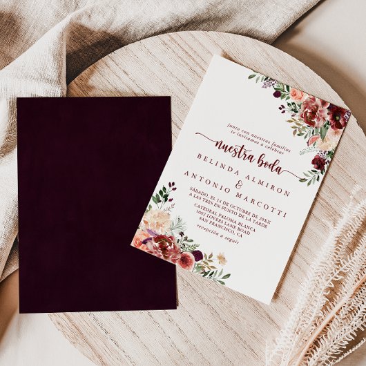 Invitation Rustique été Floral Nuestra Boda Mariage
