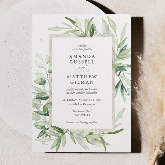 Invitation Rustique Eucalyptus Botanique Mariage de verdure