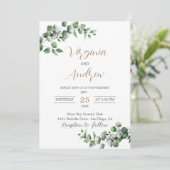 Invitation Rustique Eucalyptus Feuille Mariage de verdure (Debout devant)