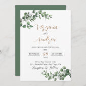Invitation Rustique Eucalyptus Feuille Mariage de verdure (Devant / Derrière)