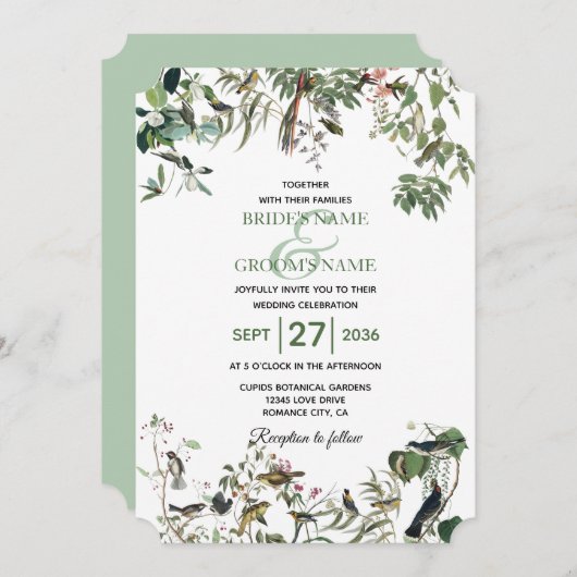 Invitation Rustique Eucalyptus Feuille Vintage Mariage de ver (Devant / Derrière)