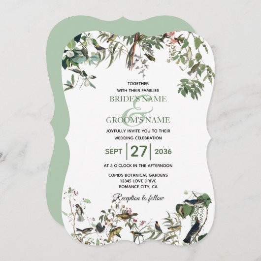 Invitation Rustique Eucalyptus Feuille Vintage Mariage de ver (Devant / Derrière)