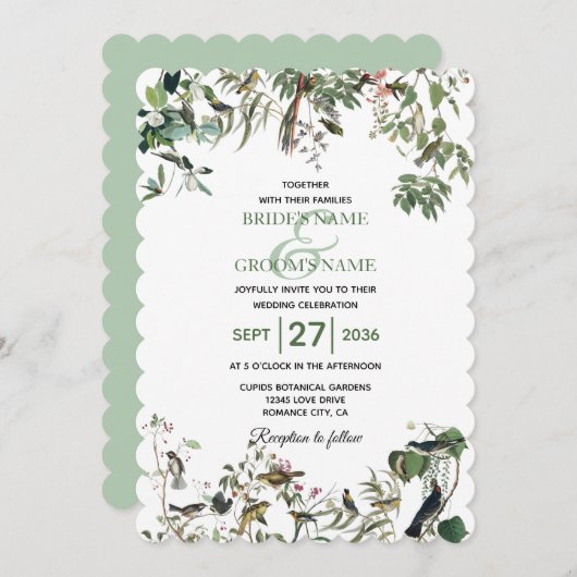 Invitation Rustique Eucalyptus Feuille Vintage Mariage de ver (Devant / Derrière)