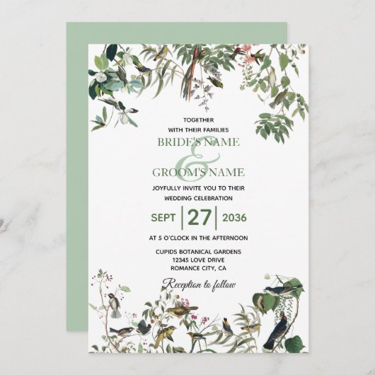 Invitation Rustique Eucalyptus Feuille Vintage Mariage de ver (Devant / Derrière)