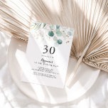 Invitation Rustique Eucalyptus Gold Floral 30e fête d'anniver<br><div class="desc">Cette invitation rustique à la fête de 30ème anniversaire d'eucalyptus or est parfaite pour une simple fête d'anniversaire. Cette conception artistique présente des feuilles d'or dessinées à la main et des feuilles d'aquarelle vert d'eucalyptus,  une beauté naturelle inspirante.</div>