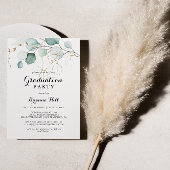 Invitation Rustique Eucalyptus Gold Floral Graduation Party