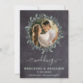 Invitation Rustique Eucalyptus Green Photo QR Code Mariage (Devant)