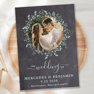 Invitation Rustique Eucalyptus Green Photo QR Code Mariage