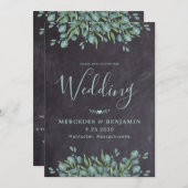 Invitation Rustique Eucalyptus Greenery QR Code Mariage (Devant / Derrière)