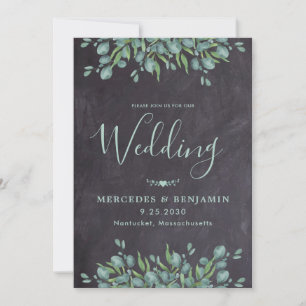 Invitation Rustique Eucalyptus Greenery QR Code Mariage