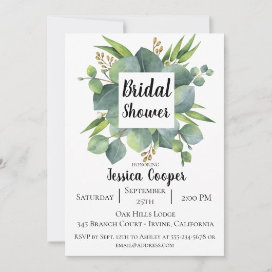 Invitation Rustique Eucalyptus Leaf (Devant)