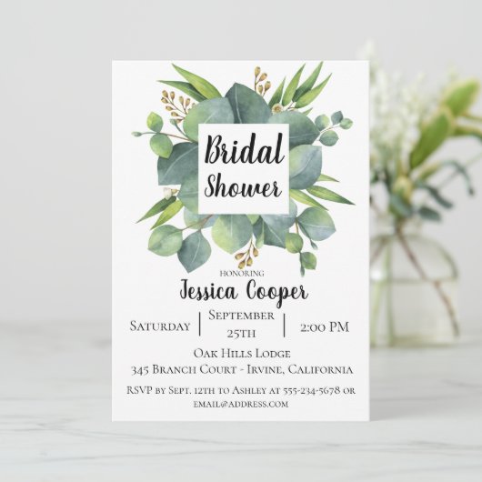 Invitation Rustique Eucalyptus Leaf (Debout devant)